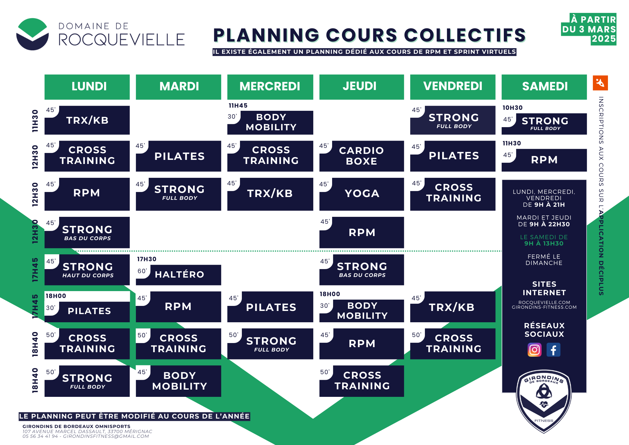 Planning Cours Co Mars