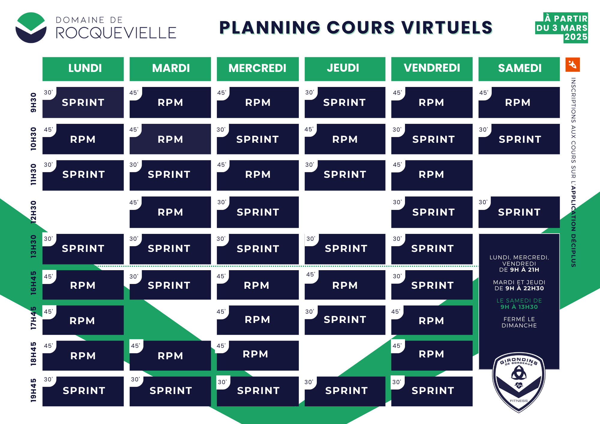 Planning Cours Virtuels Mars