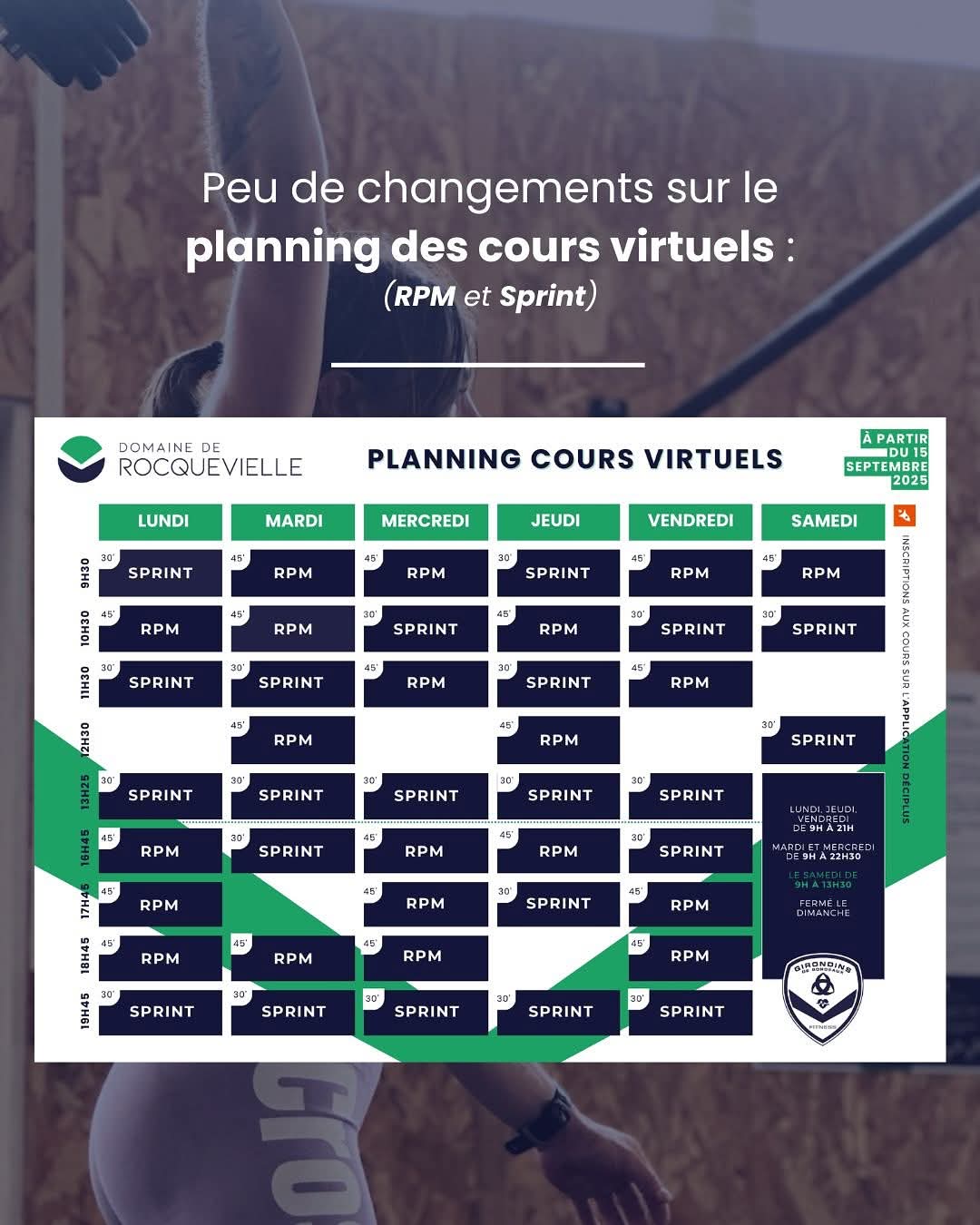 planning des cours RPM virtuels